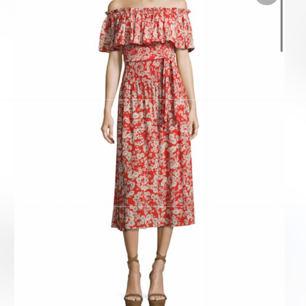 Rebecca Taylor Aimee Off The Shoulder Silk Midi Dress